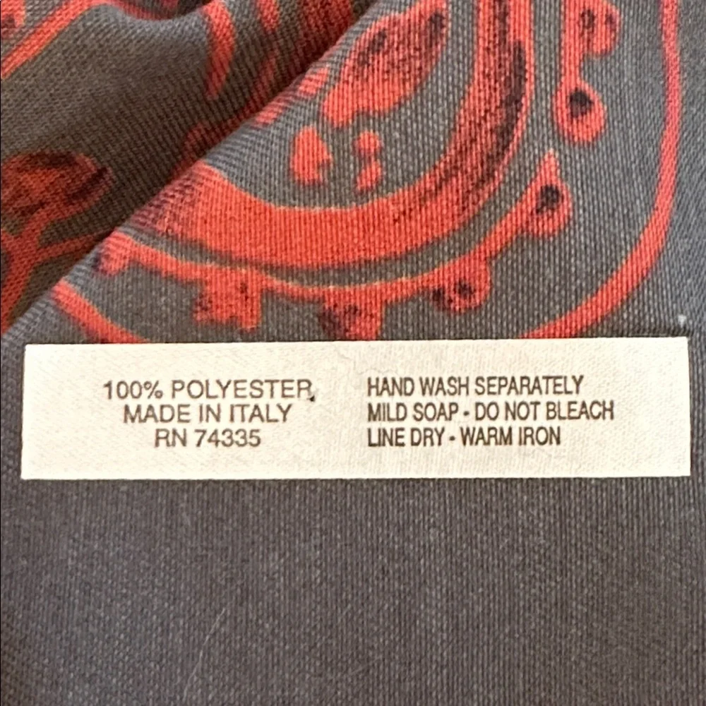 Vtg Filene’s Basement Very, Very Large Gray & Orange‎ Floral Paisley Square Wrap